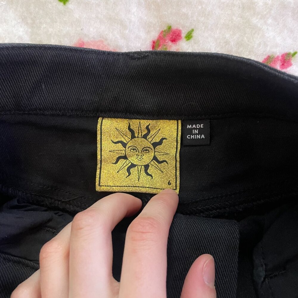 Black and gold embroidered zodiak denim jean mini skirt! - Picture 11 of 13